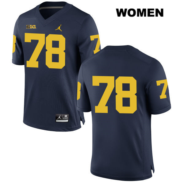 Women's NCAA Michigan Wolverines Griffin Korican #78 No Name Navy Jordan Brand Authentic Stitched Football College Jersey RT25M46RG